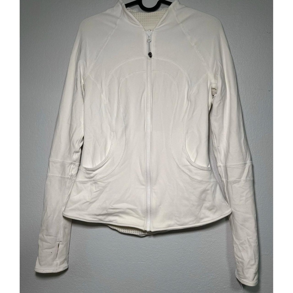 Lululemon White Athletica Full Zip Jacket Womens Long Sleeve Mock Neck sz 4 - Picture 2 of 6